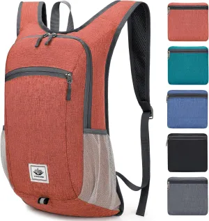 Esup 15L Lightweight Hiking Backpack Foldable Small Travel Backpack Packable Camping Backpack for Women Men (Dark Orange)