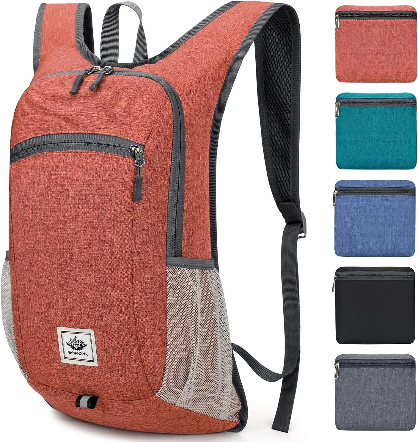 Esup 15L Lightweight Hiking Backpack Foldable Small Travel Backpack Packable Camping Backpack for Women Men (Dark Orange)