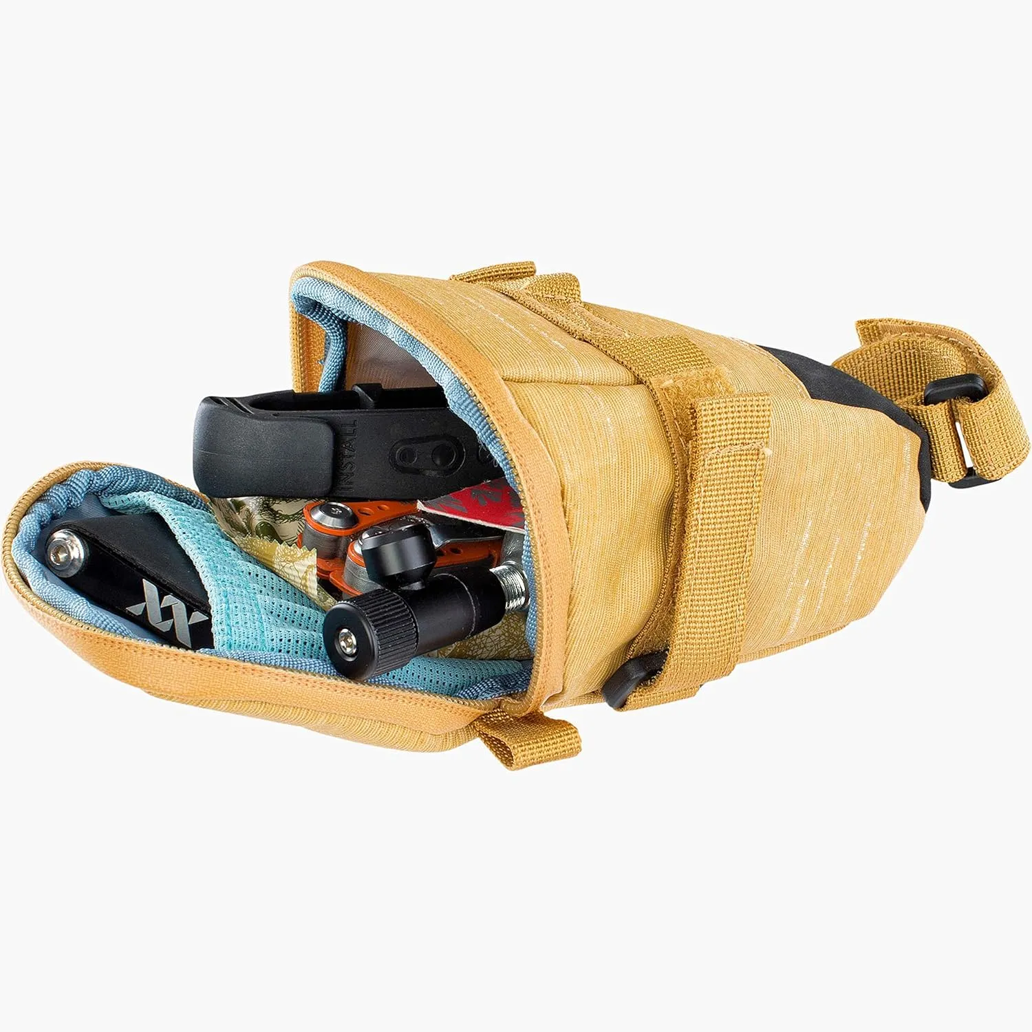 EVOC SEAT BAG TOUR saddle bag, Bicycle frame bag for more storage space on the seat post (size: M, 0.7 L storage space, abrasion-resistant, water-repellent, Hypalon reinforcement), Clay Yellow