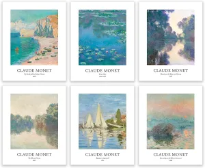 EVOLE HOME Claude Monet Giclée Art Print Set - 6 Unframed 8x10 Impression posters on Premium Matte Art Paper