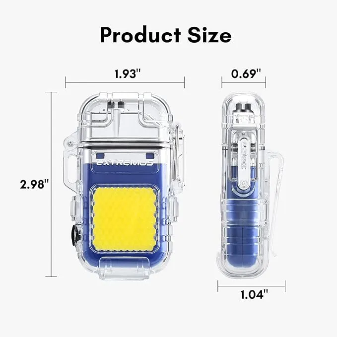 Extremus Blaze 360 Rechargeable Electric Lighters, Dual Arc Lighter, Windproof Plasma Lighter, Waterproof Lighter, Flameless Lighter with Whistle Lanyard for Camping (Blue Flash)