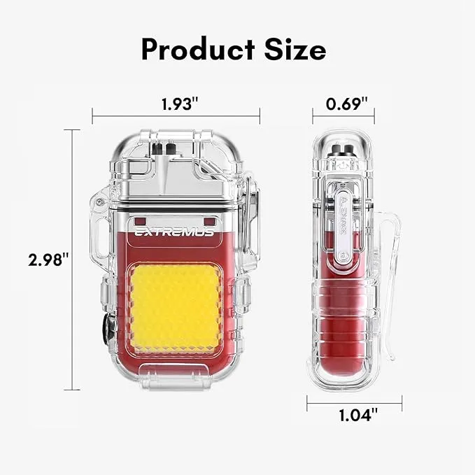 Extremus Blaze 360 Rechargeable Electric Lighters, Dual Arc Lighter, Windproof Plasma Lighter, Waterproof Lighter, Flameless Lighter with Whistle Lanyard for Camping (Red Flash)