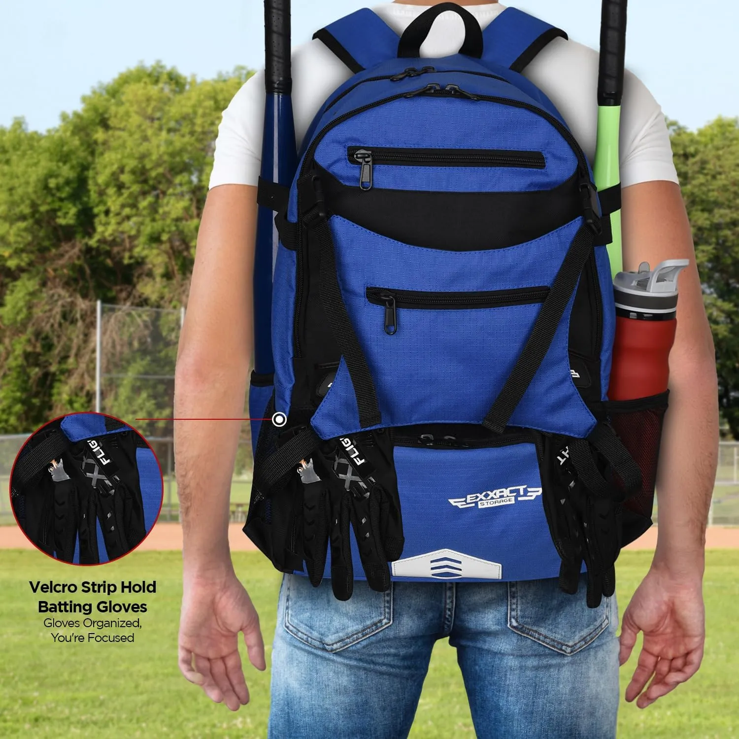 Exxact Sports Baseball Bag for Adults - Softball Bag for Girls, Baseball Backpack for Boys With Helmet Holder - Includes Shoe Compartment, Fence Hook, Holds Glove and Bat - Perfect for Game Day