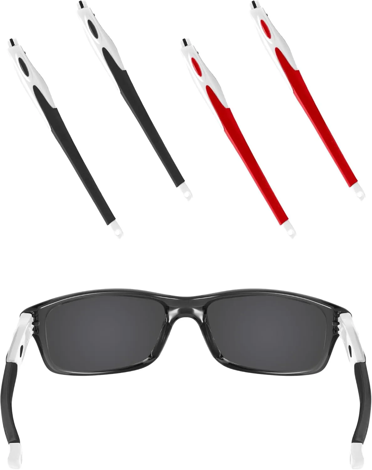 EZReplace White Replacement Temple Arms Legs for Oakley Crosslink Sweep PRO Switch Pitch Eyeglasses (Black Red)