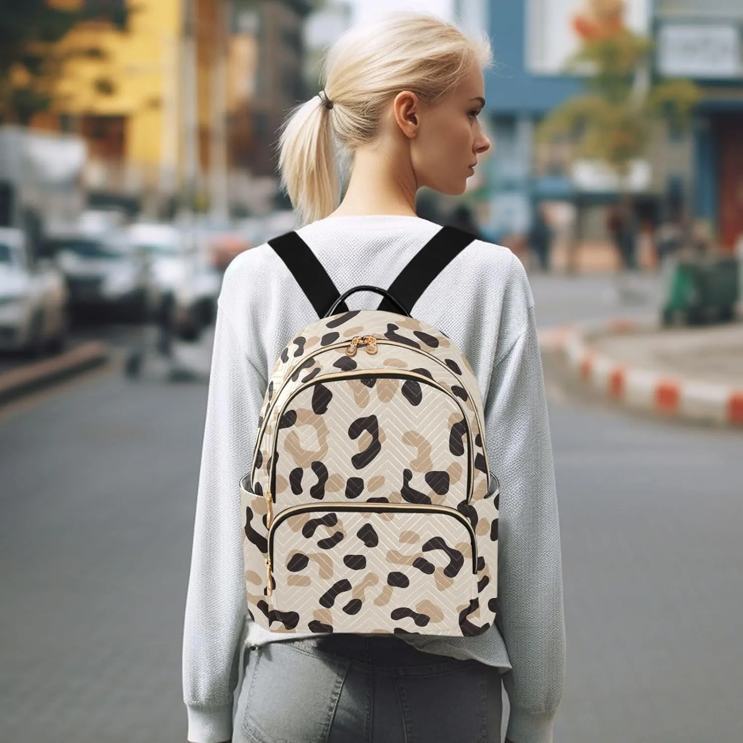 Fashion Travel Backpack for Women Multi Pockets Lightweight Purse for Women Mottled (Small Pattren 5)