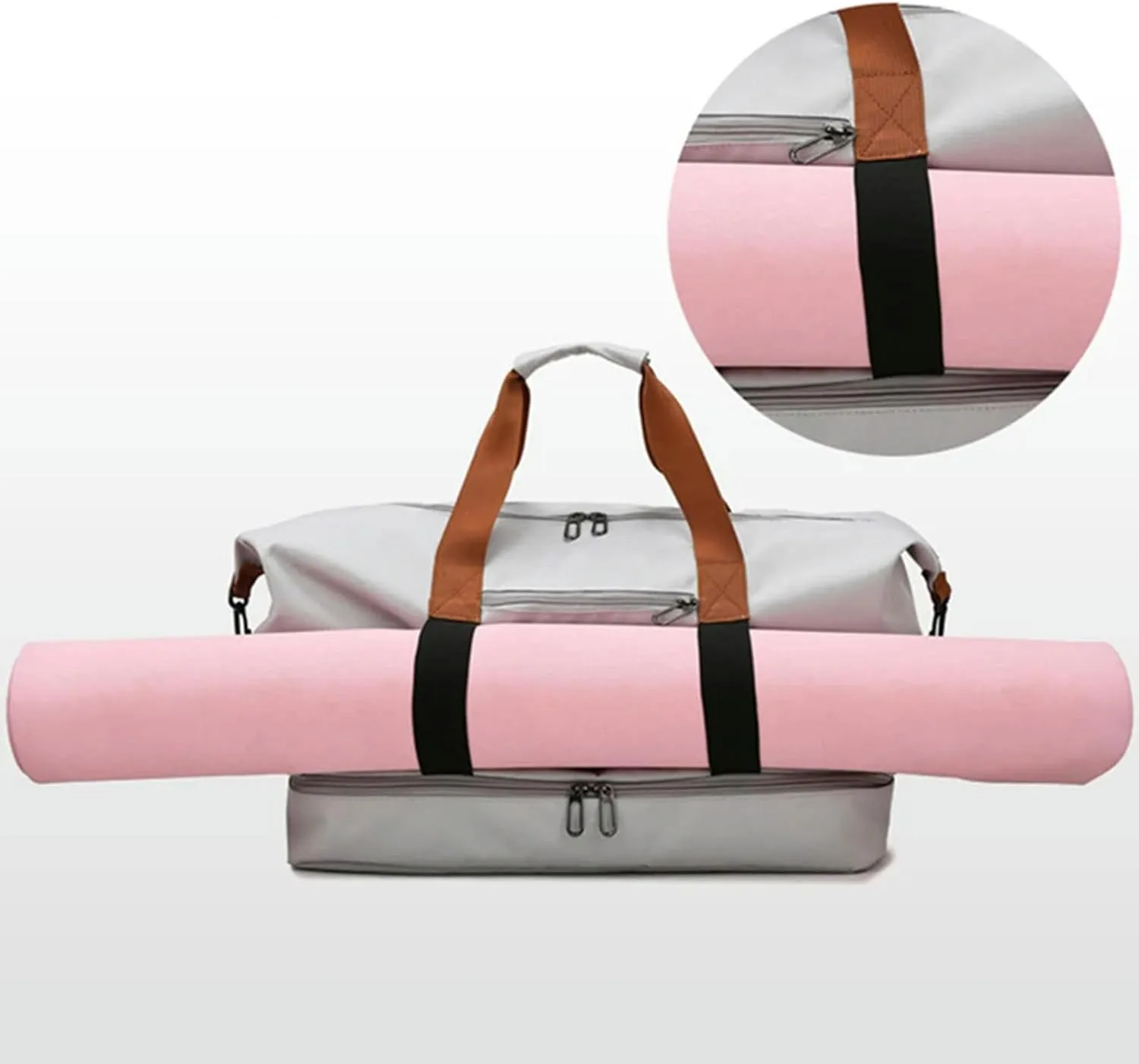 Fashion Travel Bags for Women Large Capacity Men's Sports Bag Waterproof Weekend Sac Voyage Female Messenger Bag Dry and Wet, Gray 46x25x28cm
