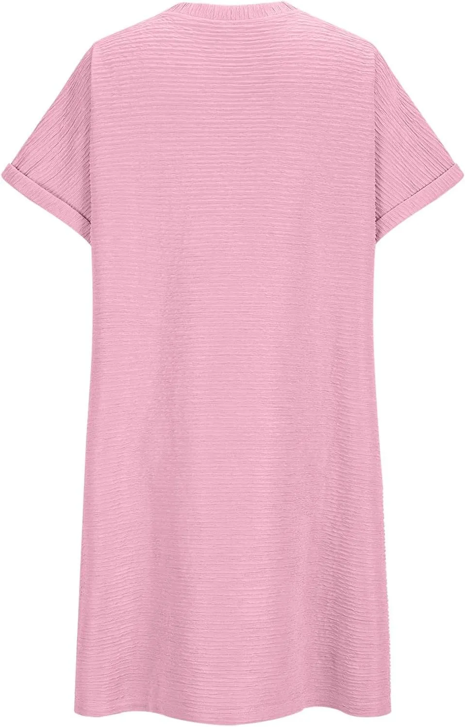 Fashion Womens Summer Dresses Casual Round Neck A-Line Beach Dress Elegant Short Sleeve Office Dresses with Pocket