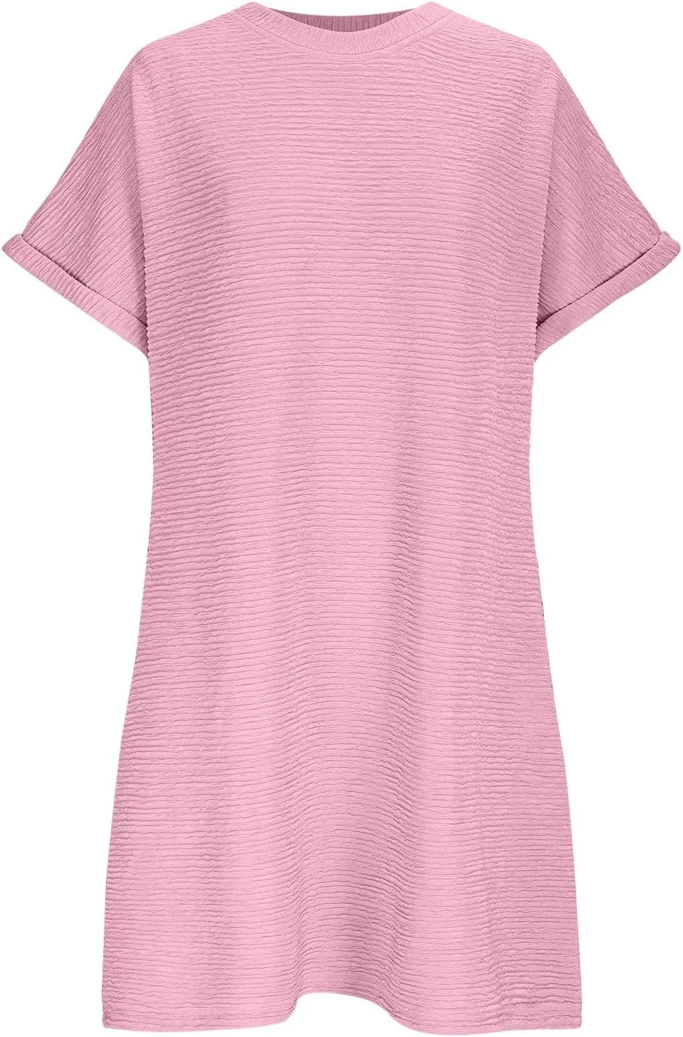Fashion Womens Summer Dresses Casual Round Neck A-Line Beach Dress Elegant Short Sleeve Office Dresses with Pocket