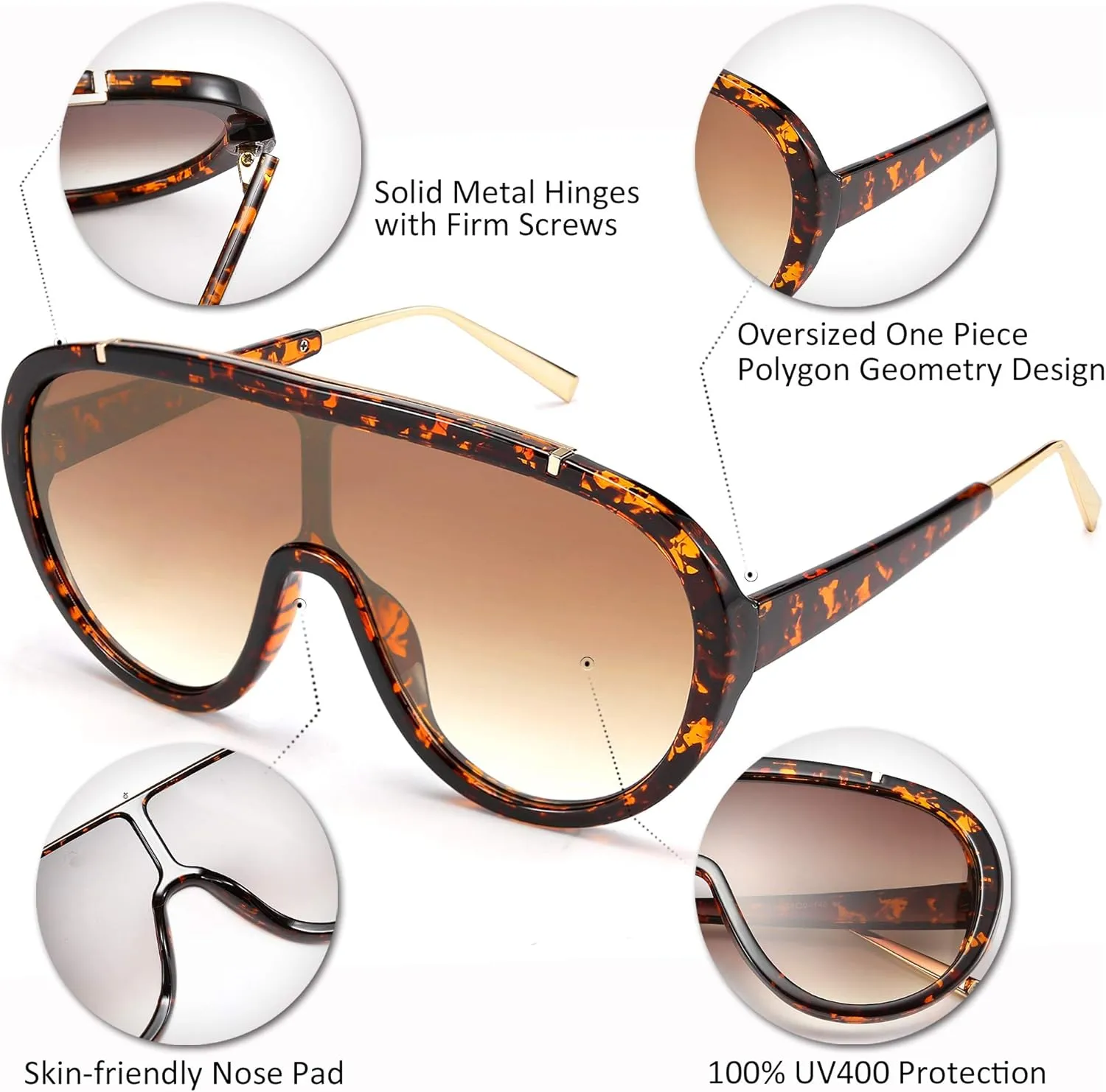 FEISEDY Sunglasses Women Oversized One Piece Frame UV400 Sun Glasses Trendy Retro Shades B2580