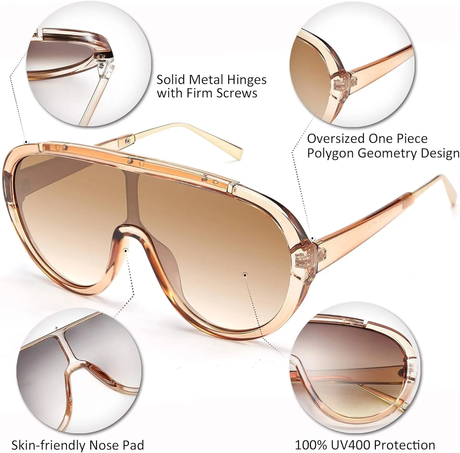 FEISEDY Sunglasses Women Oversized One Piece Frame UV400 Sun Glasses Trendy Retro Shades B2580