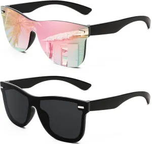 FEISEDY Trendy Rimless Mirrored One Piece Lens Sunglasses Reflective Sun Glasses B4114