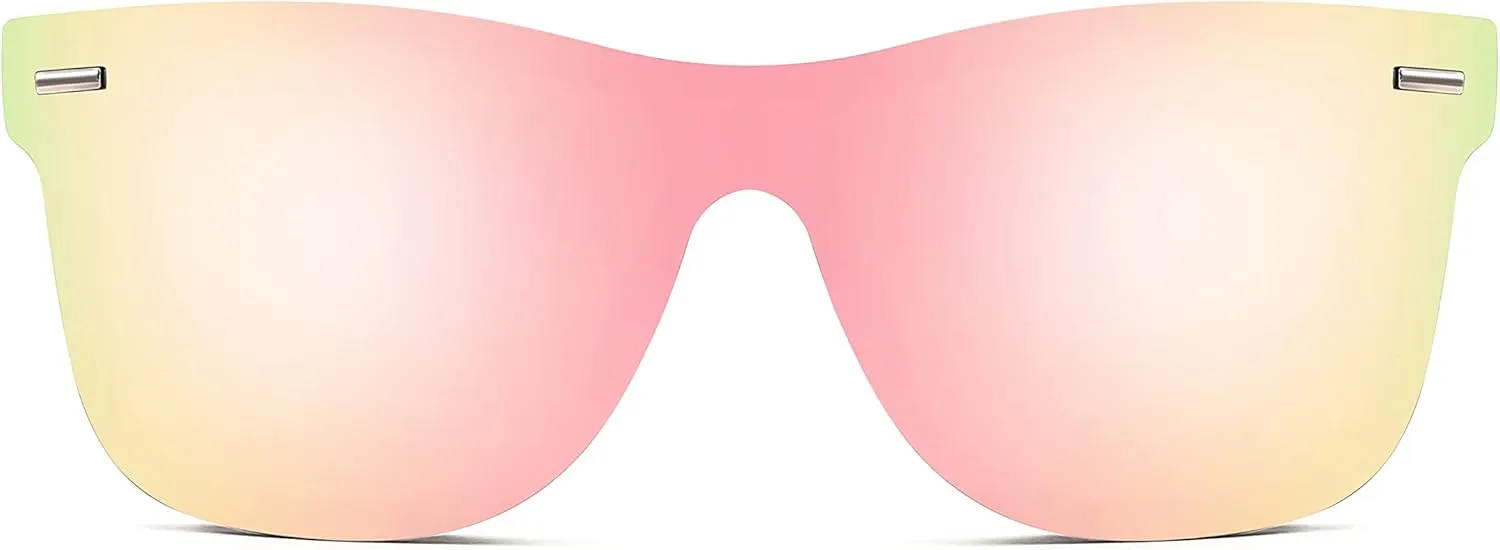 FEISEDY Trendy Rimless Mirrored One Piece Lens Sunglasses Reflective Sun Glasses B4114