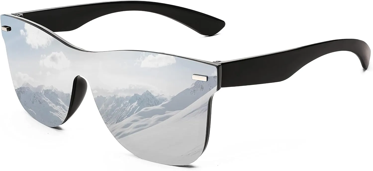 FEISEDY Trendy Rimless Mirrored One Piece Lens Sunglasses Reflective Sun Glasses B4114