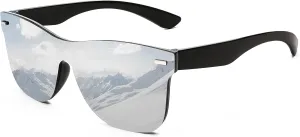FEISEDY Trendy Rimless Mirrored One Piece Lens Sunglasses Reflective Sun Glasses B4114