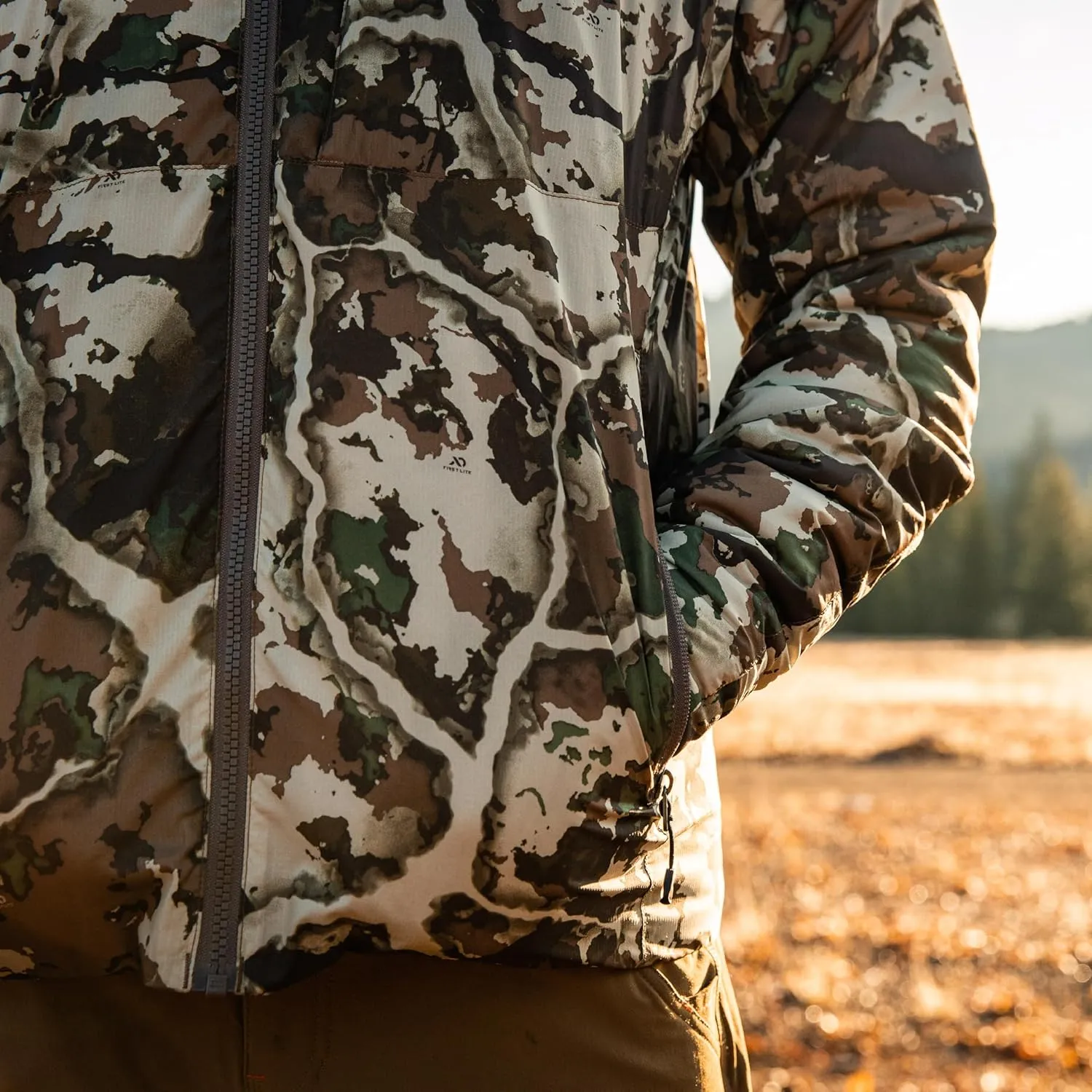 First Lite Men's Uncompahgre 2.0 Puffy Jacket - Lightweight Insulated Camo Hunting Coat, Waterproof Hunting Gear For Men