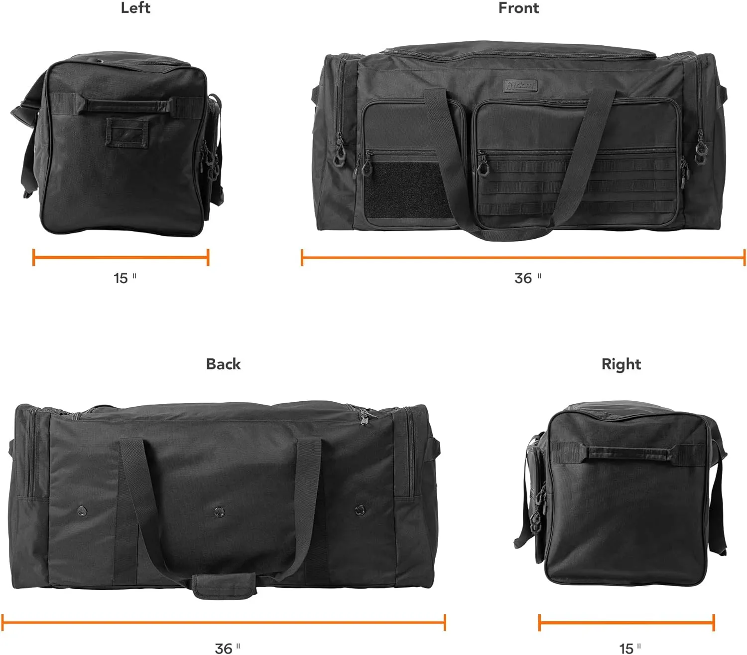 Fitdom 130L 36" Heavy Duty Extra Large Sports Gym Equipment Travel Duffle Bag W/Adjustable Shoulder Strap & 7 Compartments. Perfect for Soccer Baseball Basketball Hockey Football, Team Coaches & More