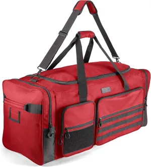 Fitdom 130L 36" Heavy Duty Extra Large Sports Gym Equipment Travel Duffle Bag W/Adjustable Shoulder Strap & 7 Compartments. Perfect for Soccer Baseball Basketball Hockey Football, Team Coaches & More