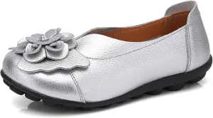 Flat Loafers for Women Comfortable Slip on Round Toe Slingback Soft Soles Moccasins with Flowers Walking Casual Dressy Lightweight Flat Shoes Nurse Driving Work Shoes Breathable Fashion Footwear