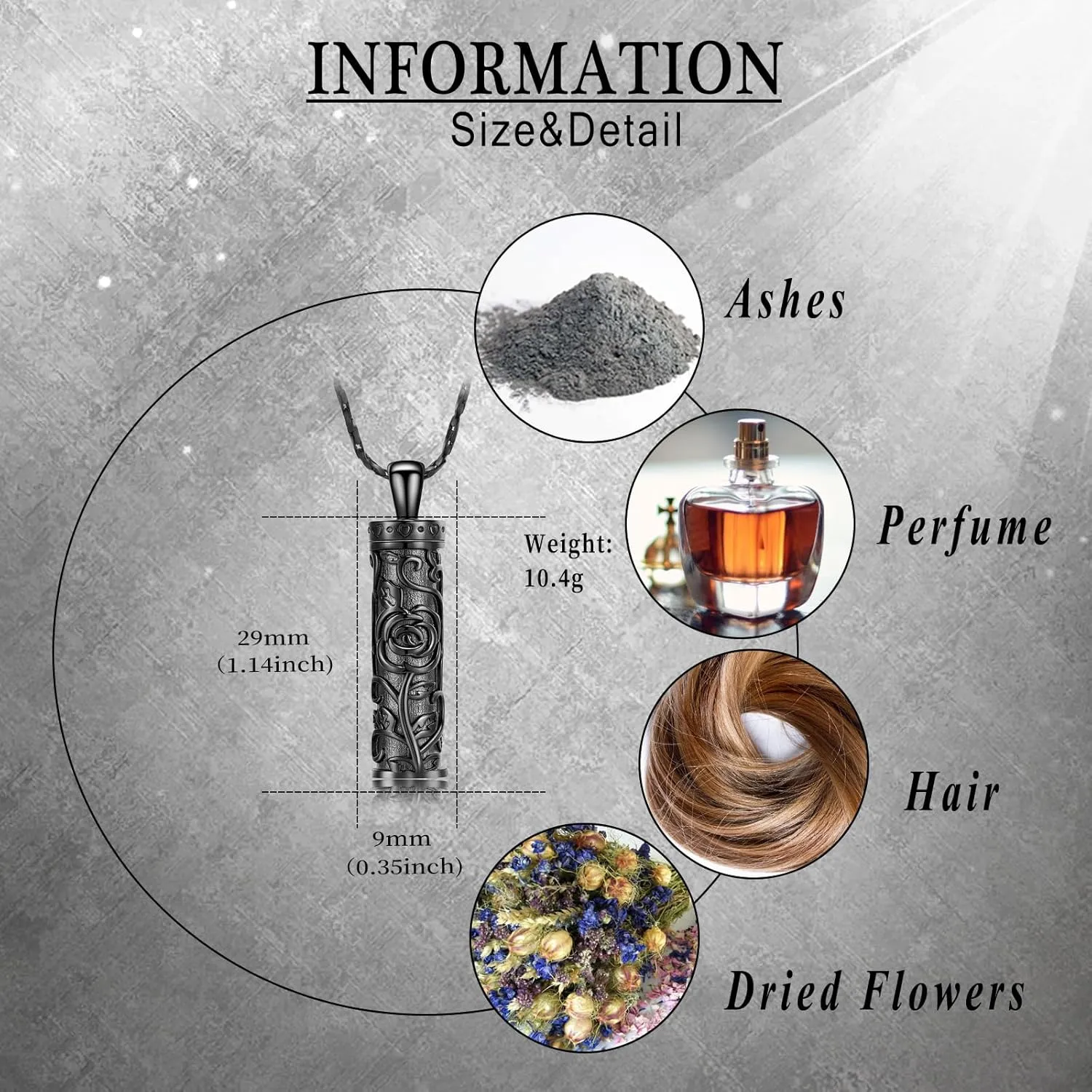 Flower Celtic Cremation Jewelry Necklace Roseflower Cylinder Bar Urn Necklace for Ashes Urn Pendant Necklace Keepsake Memorial Lockets for Ashes for Women Men