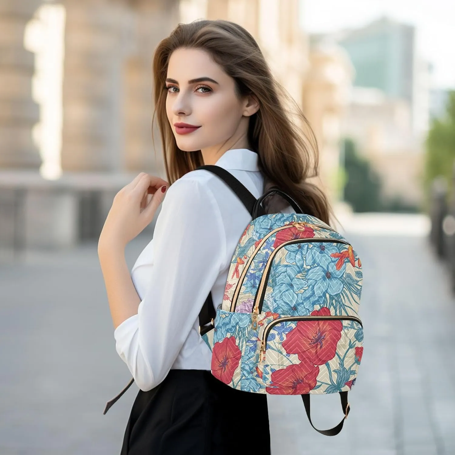 Flower Mini Backpack Purse for Women Pretty Valentine Travel Backpack Fashion Backpack Lightweight Shoulder Bag Casual Daypack(Small Pattren 2)