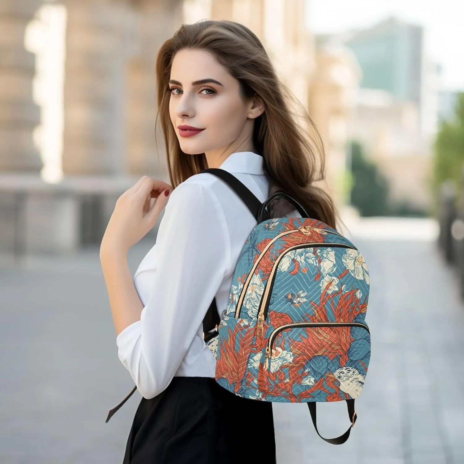 Flower Mini Backpack Purse for Women Pretty Valentine Travel Backpack Fashion Backpack Lightweight Shoulder Bag Casual Daypack(Small Pattren 4)