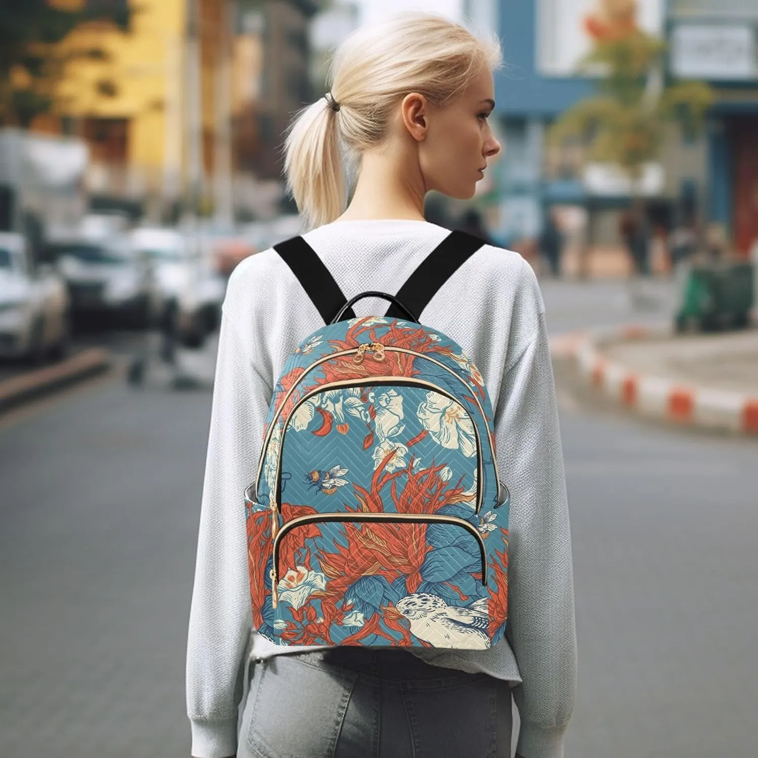 Flower Mini Backpack Purse for Women Pretty Valentine Travel Backpack Fashion Backpack Lightweight Shoulder Bag Casual Daypack(Small Pattren 4)