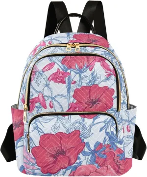 Flower Print Travel Backpack for Women Quilted Bookbag Cute Casual Bag Backpack Lightweight Fashionable Women's Backpack (Small Pattren 4)