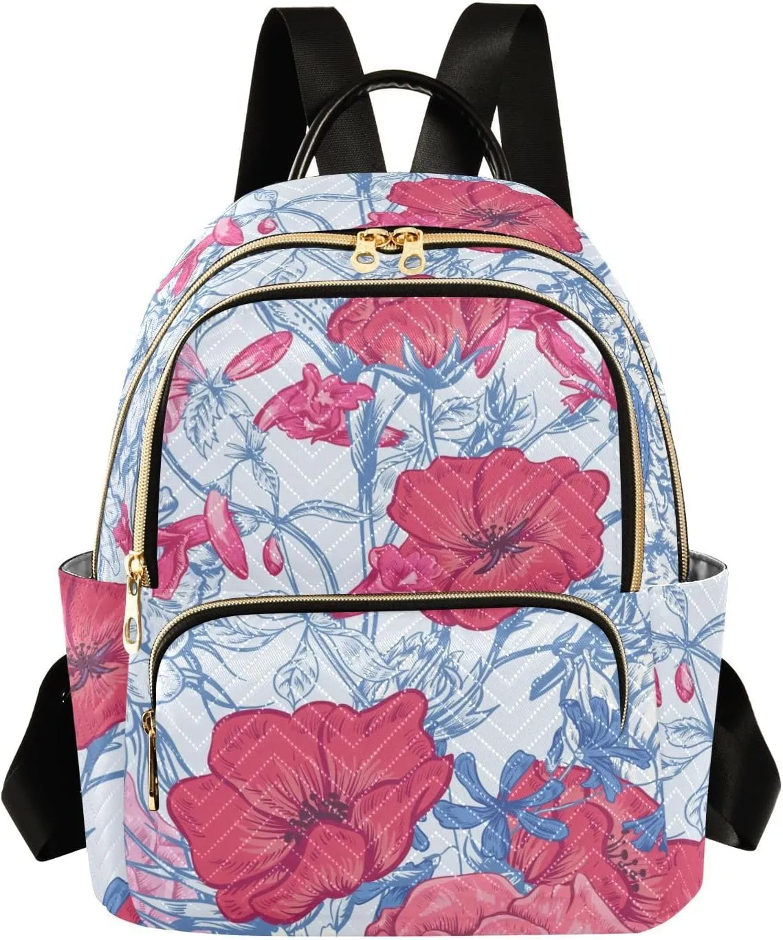 Flower Print Travel Backpack for Women Quilted Bookbag Cute Casual Bag Backpack Lightweight Fashionable Women's Backpack (Small Pattren 4)