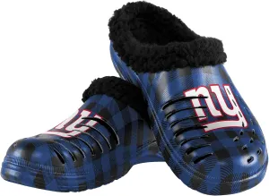FOCO Men's NFL Team Logo Sherpa Lined Buffalo Check Shoes Slipper Clogs
