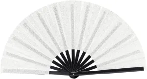 Folding Fan UV Glow Rave Bamboo Silver Reflective Gifts Decoration Home Dancing Party Wedding Night Club Concert Kung Fu Large (Multicoloured-19)