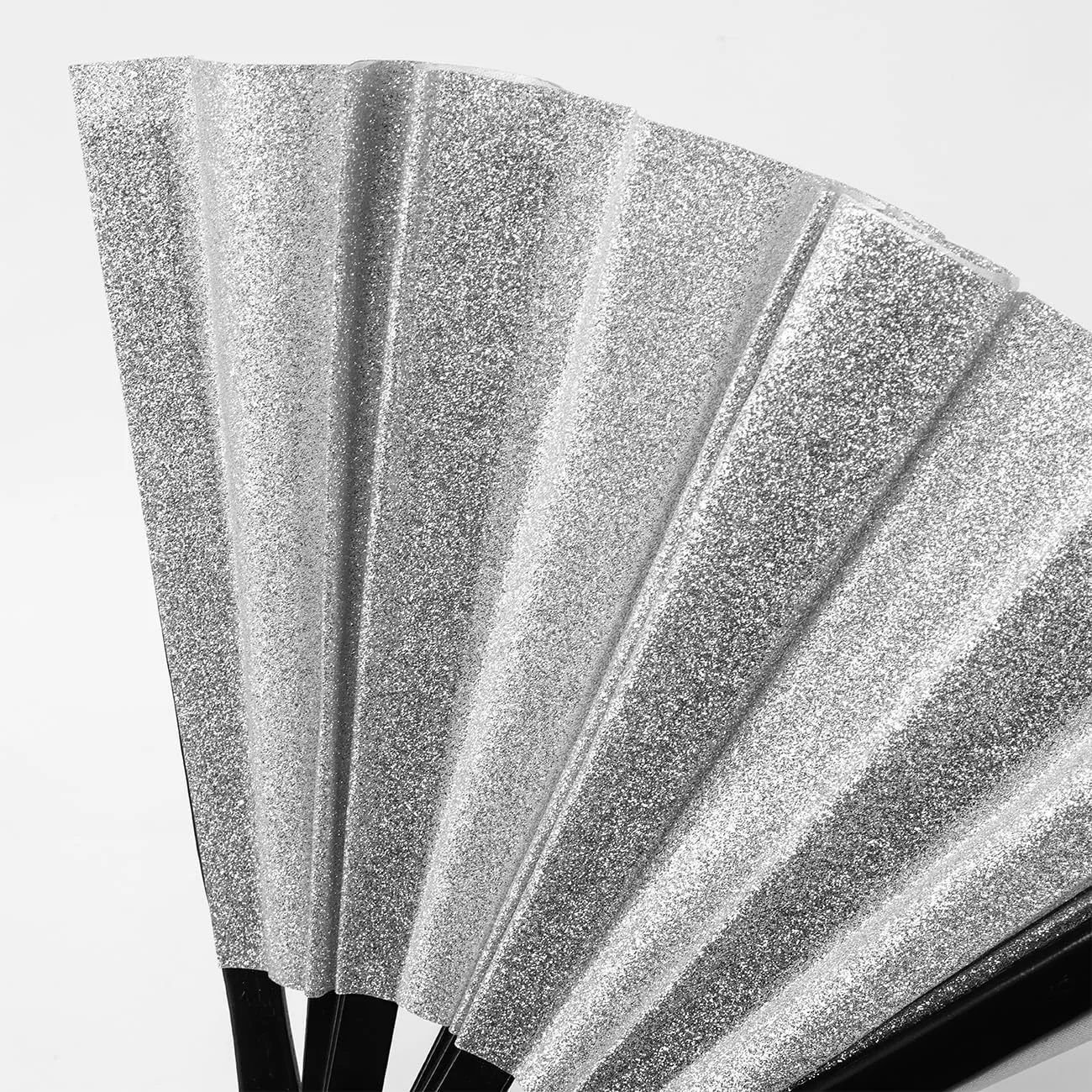 Folding Fan UV Glow Rave Bamboo Silver Reflective Gifts Decoration Home Dancing Party Wedding Night Club Concert Kung Fu Large (Multicoloured-19)