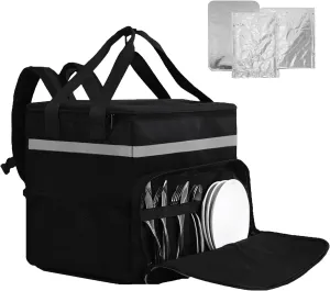 Food Delivery Backpack, Insulated Hot Pizza Bags for Delivery Bike, Large Leakproof Waterproof Delivery Bag with 6 Mesh Pockets for Uber Eat,Camping,doordashing,Beach&Family camping