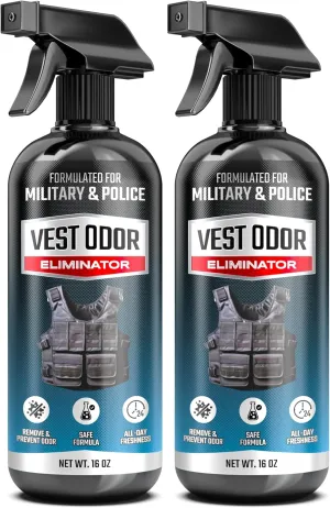 FORTIVO Vest Odor Remover Spray – Odor Absorbing Molecule Technology for Police Gear, Law Enforcement Accessories & Tactical Equipment – Non-Toxic, Residue-Free, Long-Lasting Fresh Scent – 2 Pack
