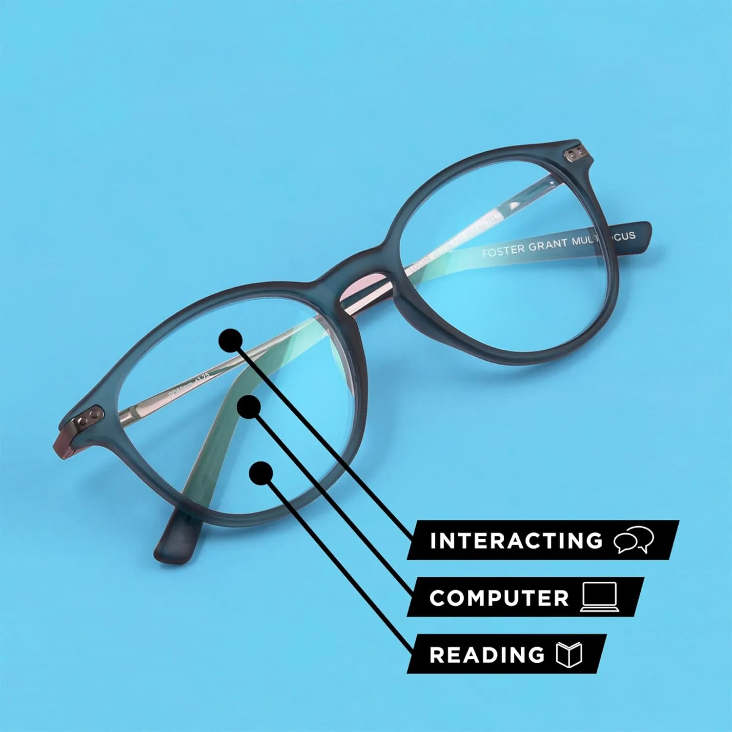 Foster Grant Women's Zera Multifocus Reading Glasses Cat-Eye