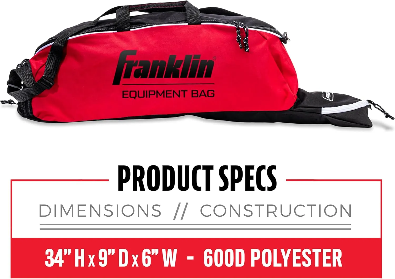 Franklin Sports Youth Baseball Bat Bag - Kids Teeball, Softball, Baseball Equipment Bag - Holds Bat, Helmet, Cleats and More