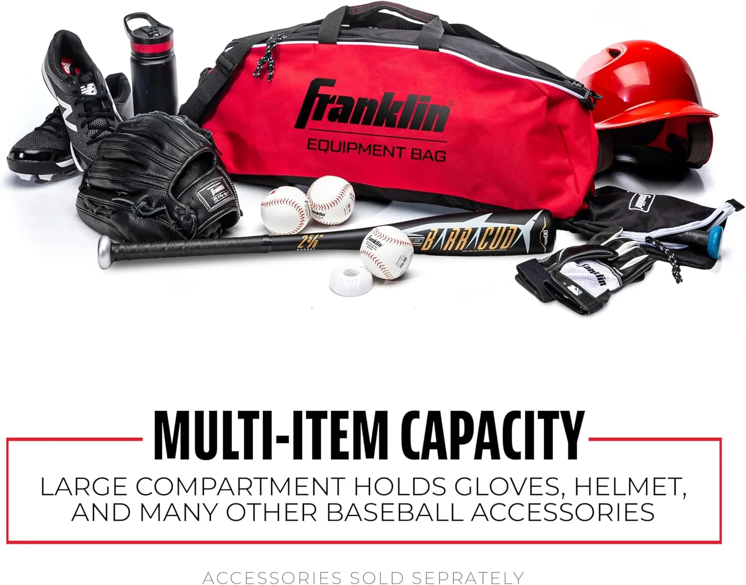 Franklin Sports Youth Baseball Bat Bag - Kids Teeball, Softball, Baseball Equipment Bag - Holds Bat, Helmet, Cleats and More