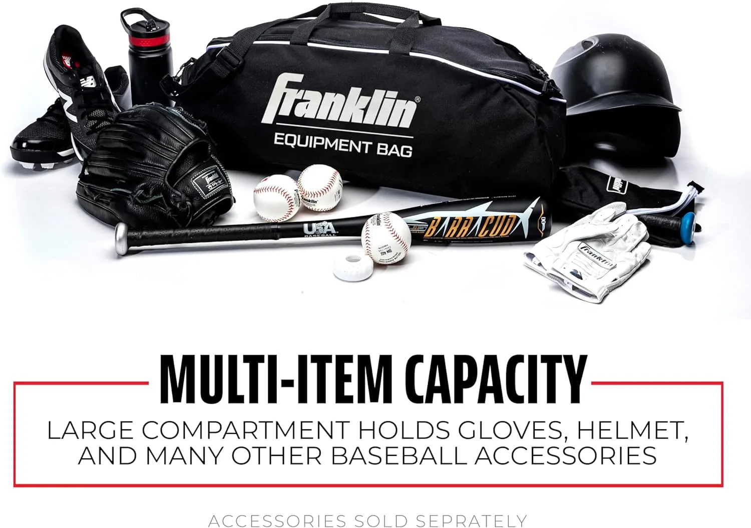 Franklin Sports Youth Baseball Bat Bag - Kids Teeball, Softball, Baseball Equipment Bag - Holds Bat, Helmet, Cleats and More