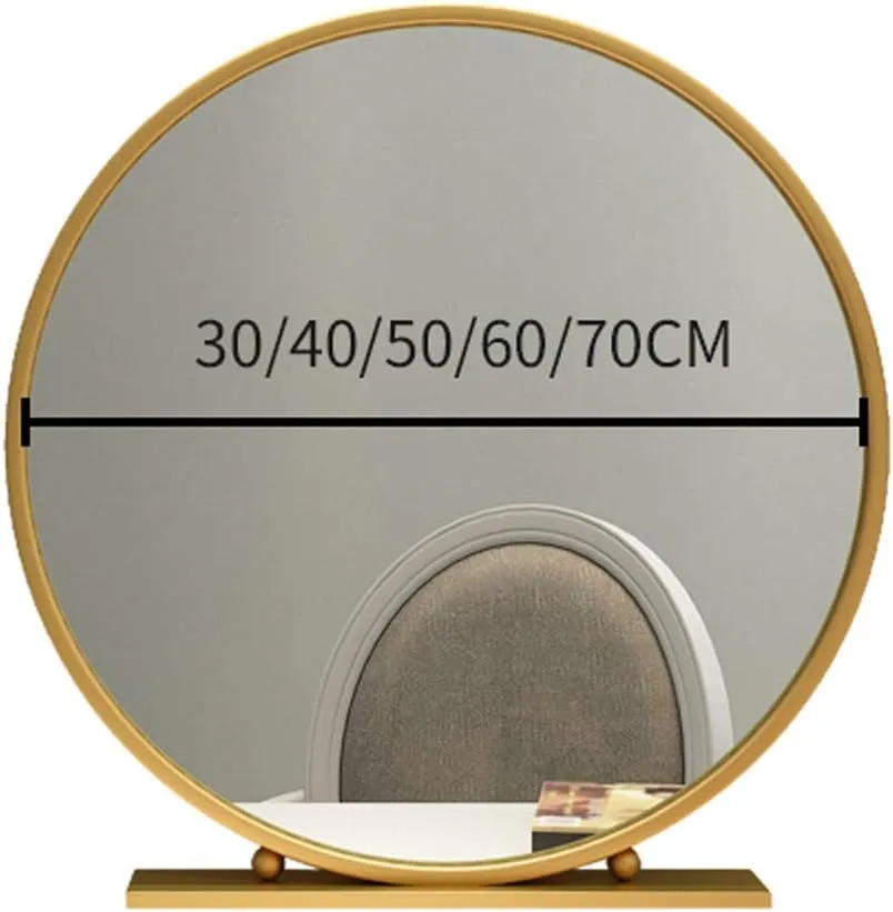 Free Standing Dressing Table Mirror Bedroom Makeup or Shaving Mirrors with Base Round Table Top Mirror - Diameter 40/50/60CM