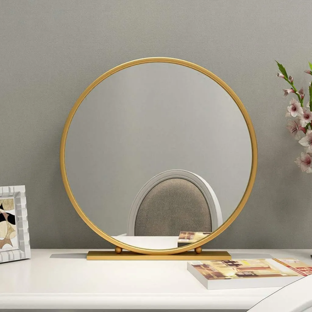 Free Standing Dressing Table Mirror Bedroom Makeup or Shaving Mirrors with Base Round Table Top Mirror - Diameter 40/50/60CM