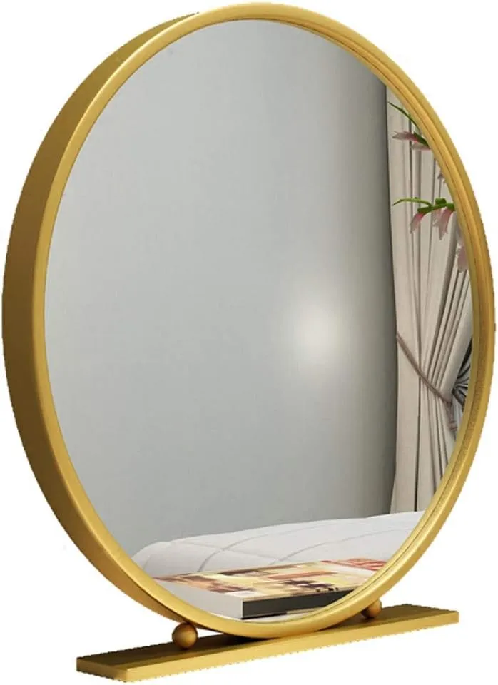 Free Standing Dressing Table Mirror Bedroom Makeup or Shaving Mirrors with Base Round Table Top Mirror - Diameter 40/50/60CM