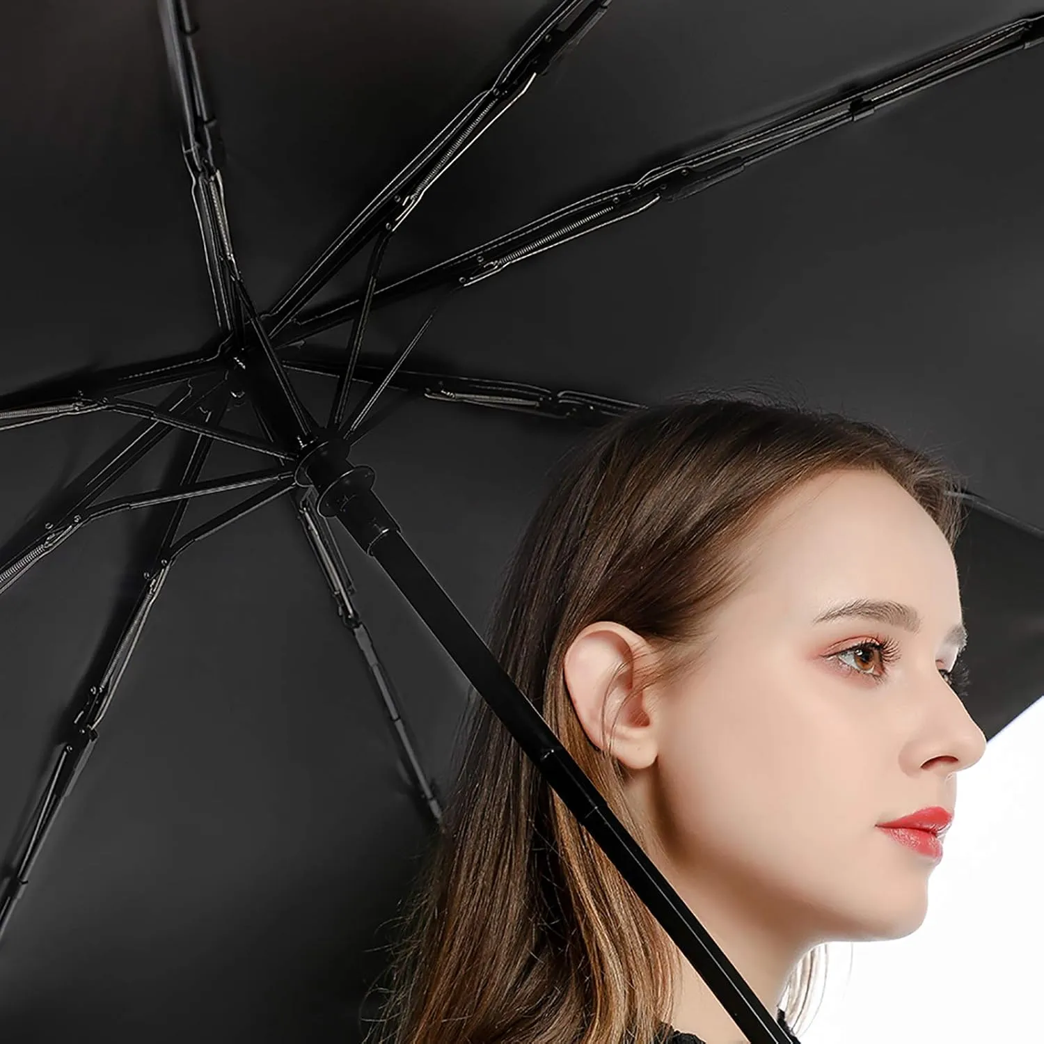 French Bulldog Travel Small Umbrella Windproof Compact Collapsible Light, Automatic,Wind Resistant,Strong And Portable, Folding Umbrella for Rain