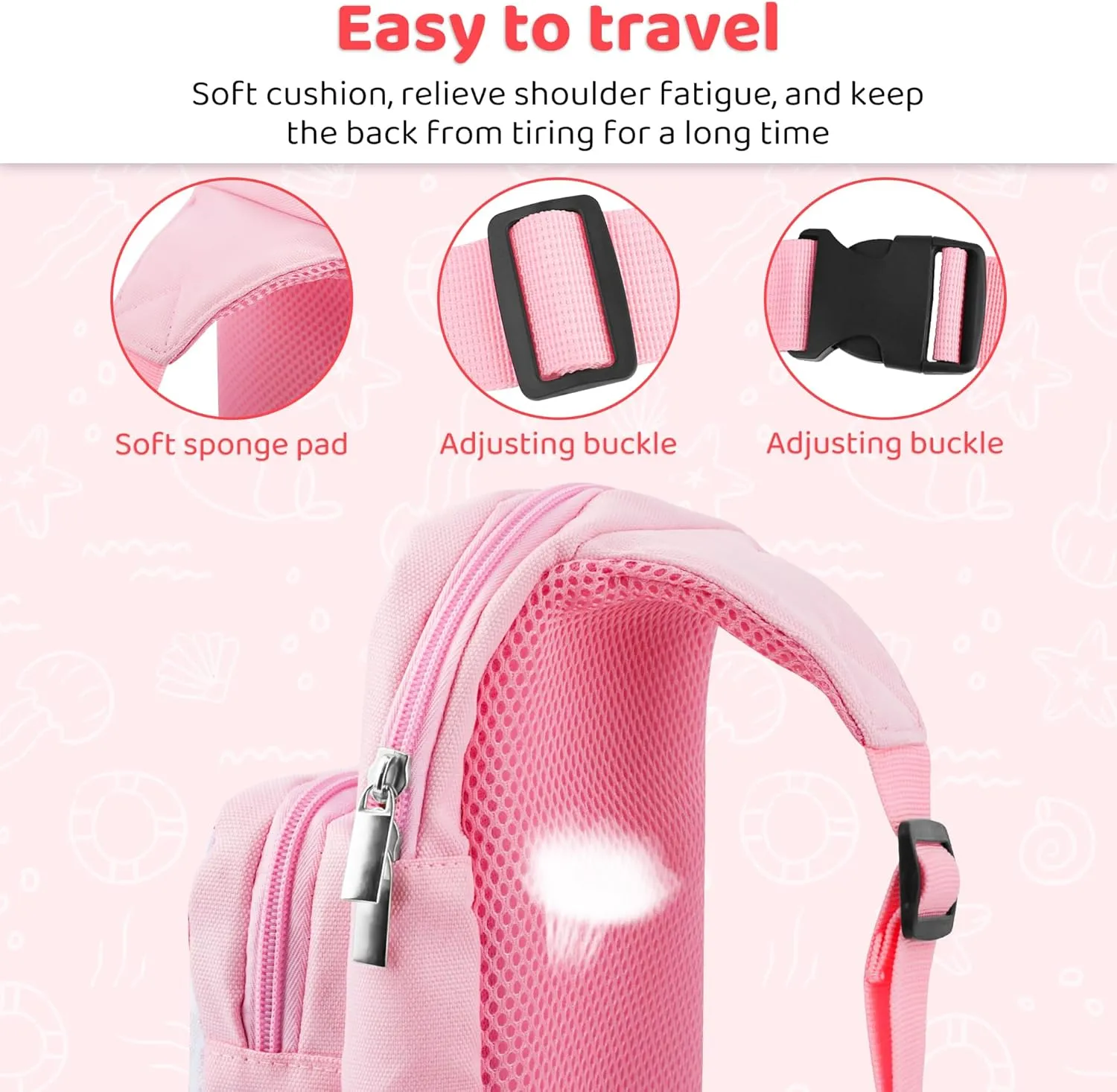 FUNDIARY Pink and Purple Carrying Travel Bag for Nintendo Switch/OLED/Lite with Blue Fishtail Design, Portable Accessories Bundle with Shoulder Bag Crossbody Backpack, Game Card Case and 2 Thumb Caps