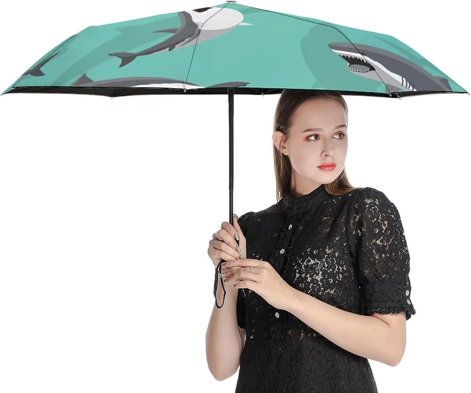 Funny Cartoons Skull Compact Travel Umbrella, Windproof Waterproof Stick Umbrella Protection Umbrellas