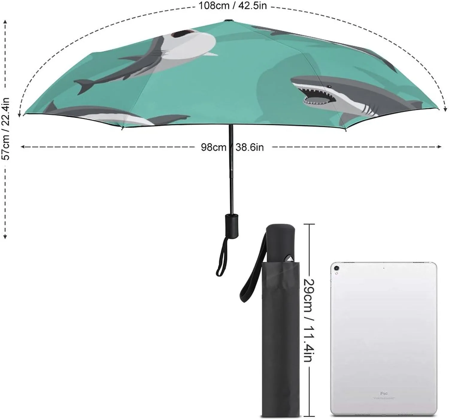 Funny Cartoons Skull Compact Travel Umbrella, Windproof Waterproof Stick Umbrella Protection Umbrellas