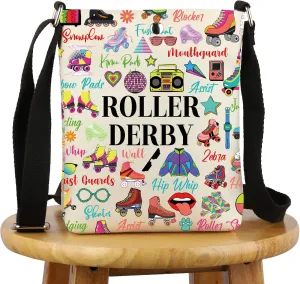 G2TUP Roller Skating Lover Gift Roller Derby Words Crossbody Bag Roller Skater Travel Bag Roller Skating Theme Gift