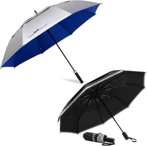 G4Free 68" 42" UV Protection Sun&Rain Umbrella Super Windproof Double Canopy Automatic Umbrella