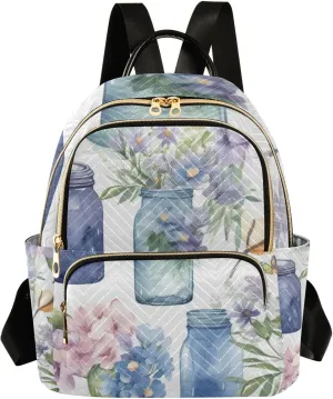 GAIGEO Blue and Purple Colorful Vase Stylish Ladies Backpack, Casual Backpack, Womens Travel Backpack, S