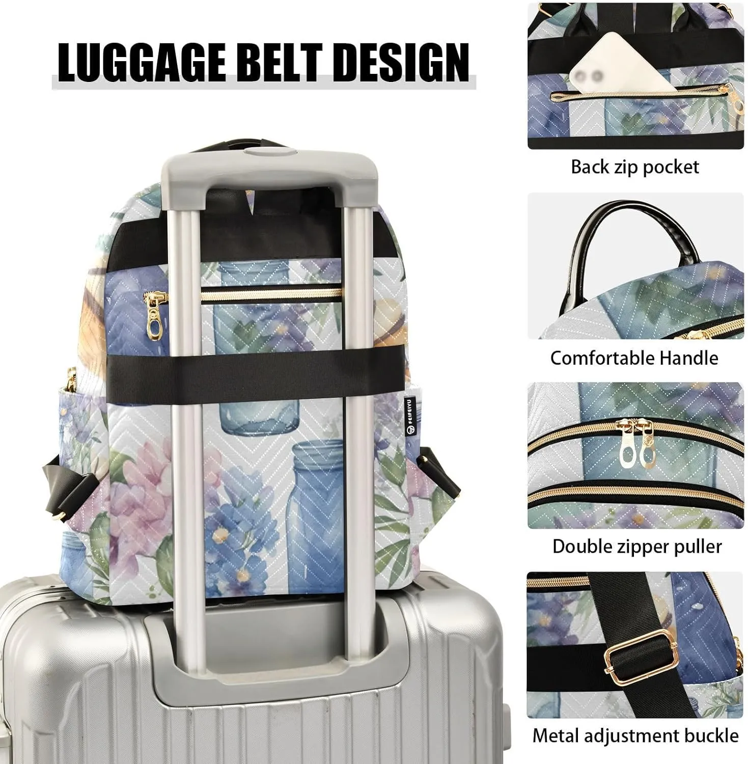 GAIGEO Blue and Purple Colorful Vase Stylish Ladies Backpack, Casual Backpack, Womens Travel Backpack, S