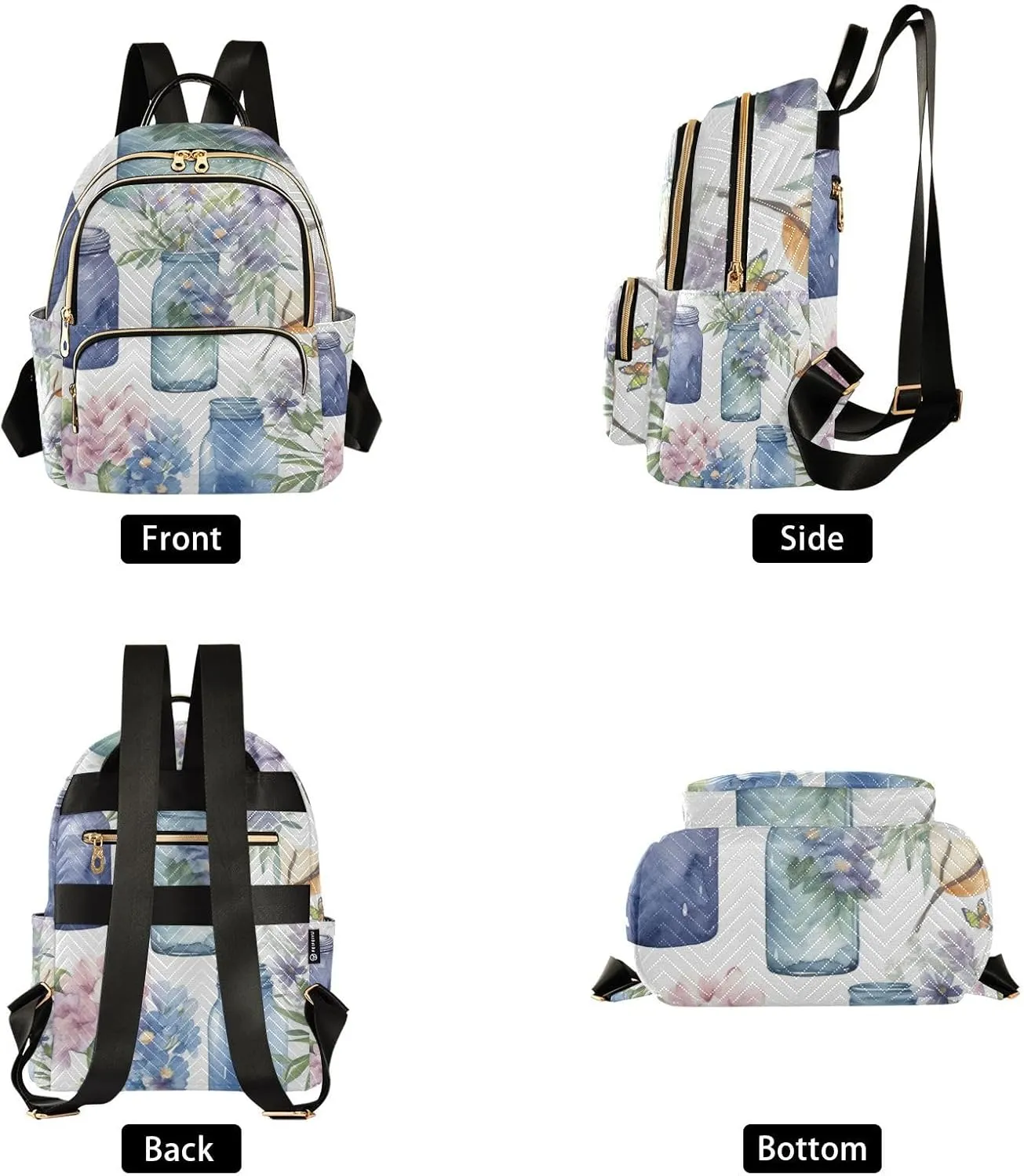GAIGEO Blue and Purple Colorful Vase Stylish Ladies Backpack, Casual Backpack, Womens Travel Backpack, S
