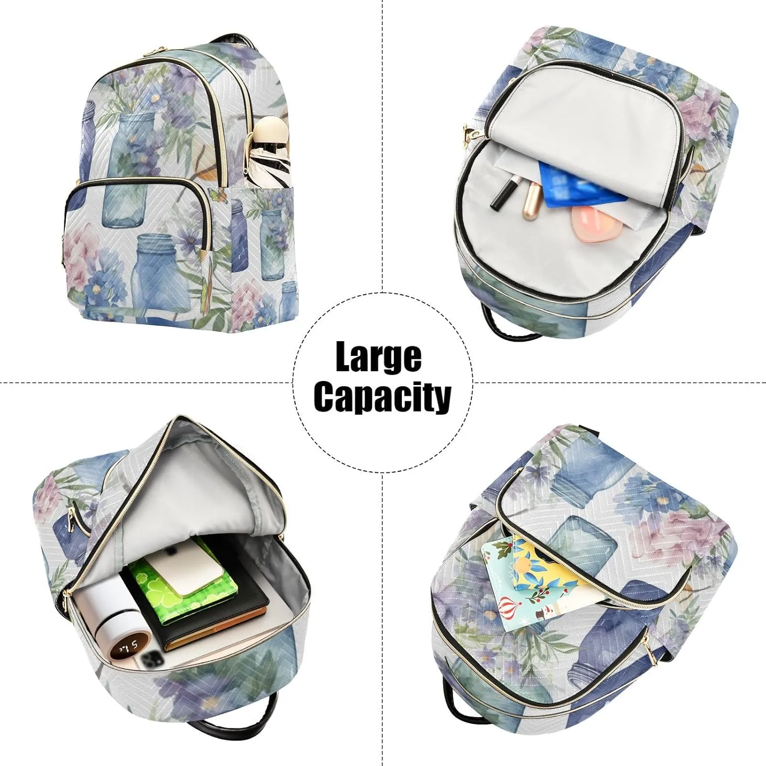 GAIGEO Blue and Purple Colorful Vase Stylish Ladies Backpack, Casual Backpack, Womens Travel Backpack, S